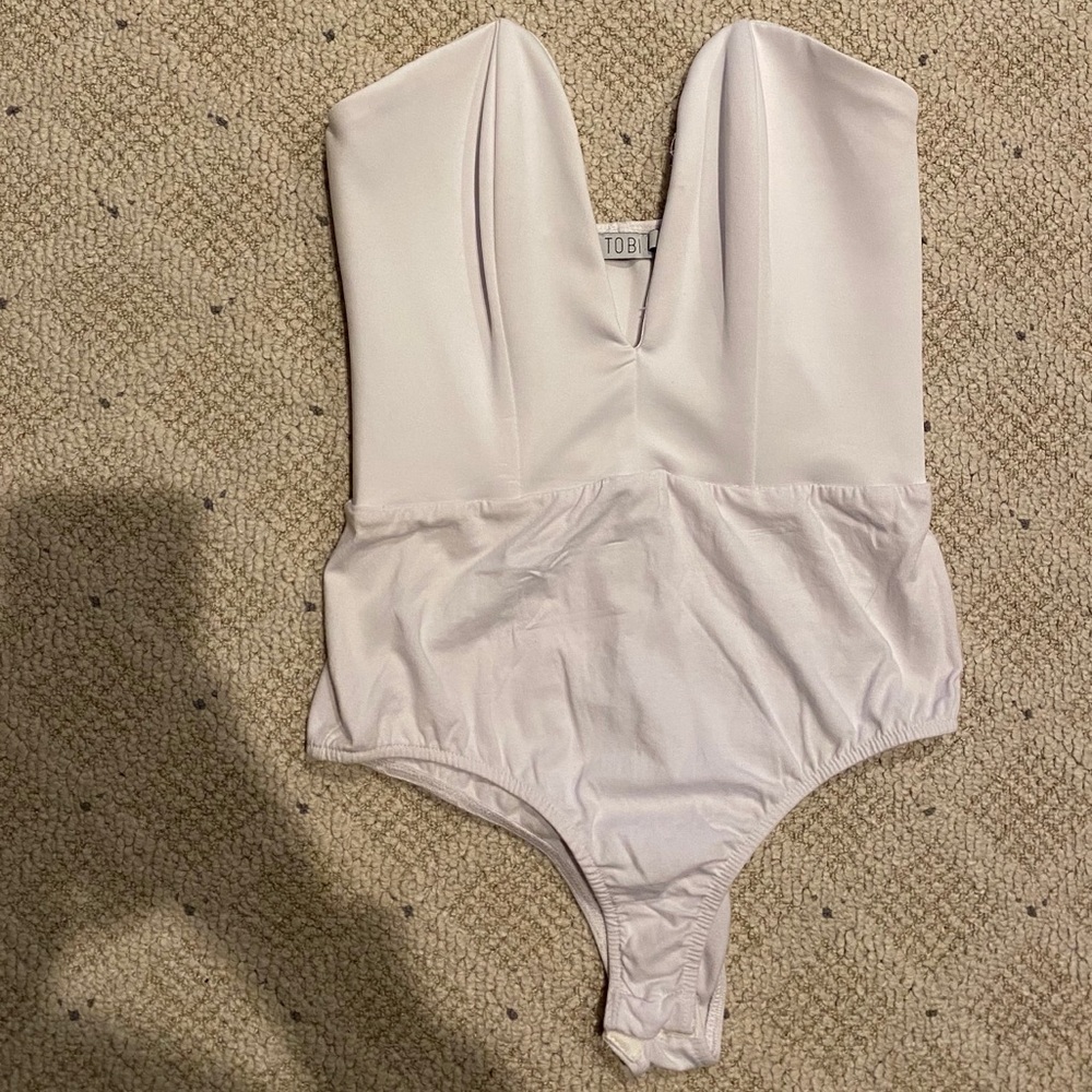 Plunged White Bodysuit